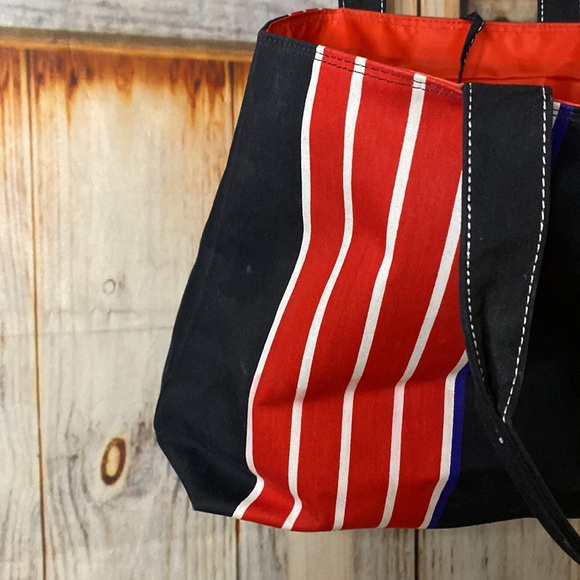 Striped Lined Canvas Striped Tote Bag NWOT O - Picture 5 of 7
